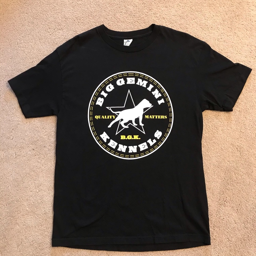 Big Gemini Kennels Graphic T Shirt Size L Black Cotton Workwear Weekend Dogs